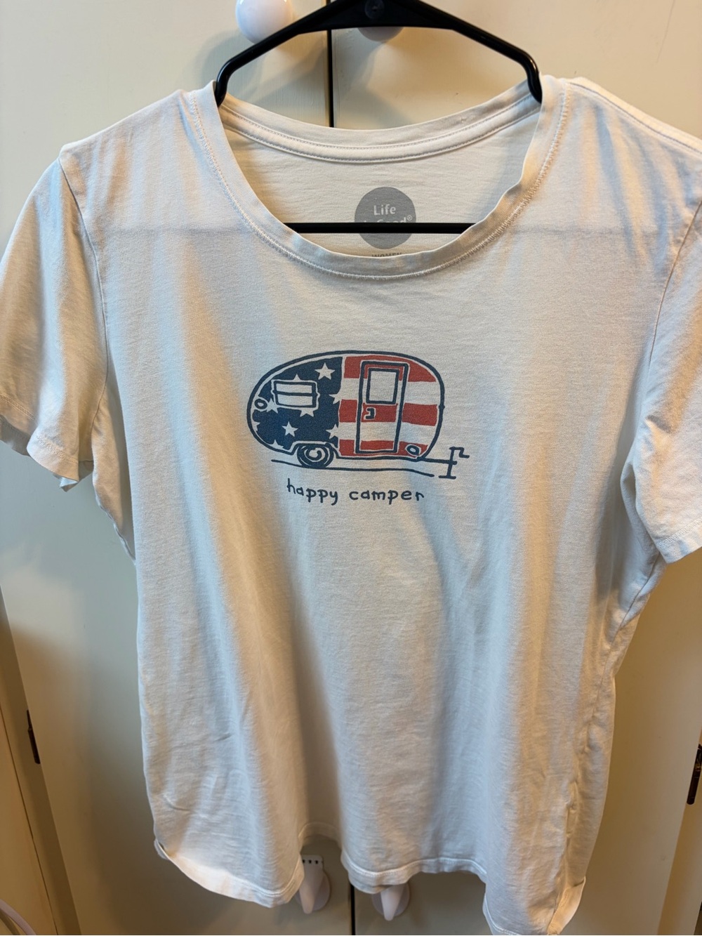 Life Is Good White Patriotic Camper Graphic Tee